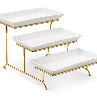 White 3 Tier Cupcake Risers (set of 2)