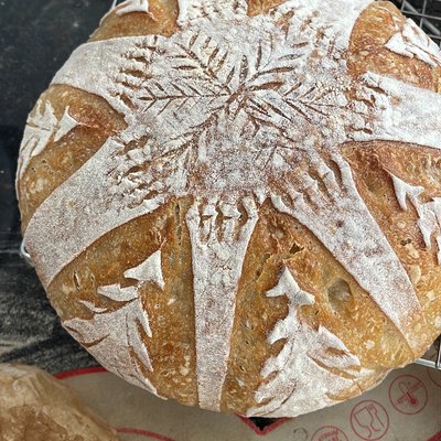 Christmas Design On Sourdough Bread 
