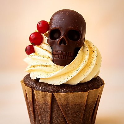 Berry Chocolate Skull Cupcakes