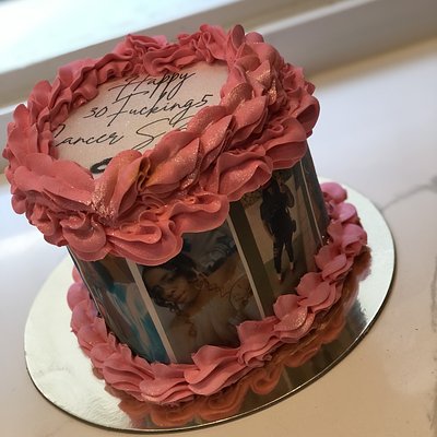6’ Heart Burn Away Cake With Pictures On The Side 