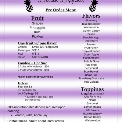 Menu With Flavors & Toppings 