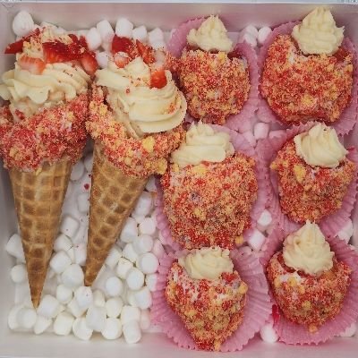 Strawberry Crunch, Berry & Cone Box W/cheesecake filling 