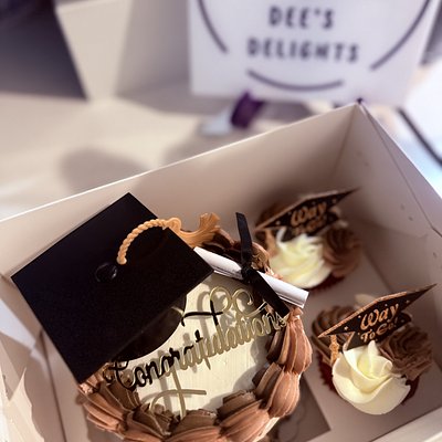 Bento cake w/ 2 cupcakes 