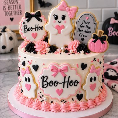 Boo-Hoo Cake Celebration Cake With Cookies