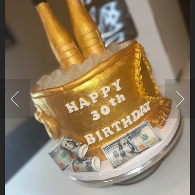 Signature Champagne Bucket Cake – Custom Theme