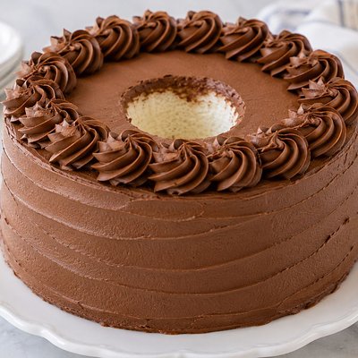 Fluffy Whipped Buttercream Frosted Angel Food Cake 
