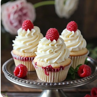 Almond Wedding And Raspberry Cupcake 