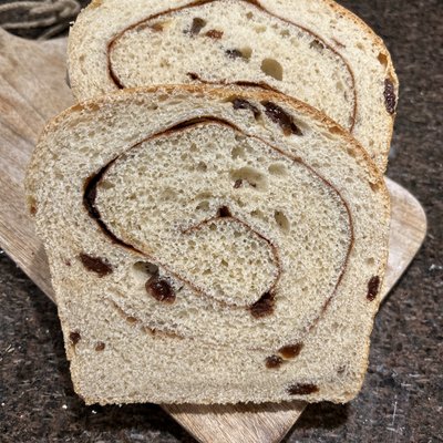 Cinnamon Swirl Raisin Loaf Sourdough Bread 