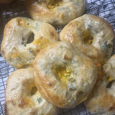 Sourdough Jalapeño Cheddar Bagels