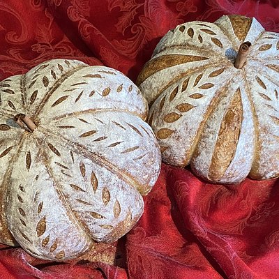 Pumpkin shaped artisanal sourdough bread - Seasonal