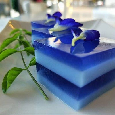 Blue Tea Jello Cake