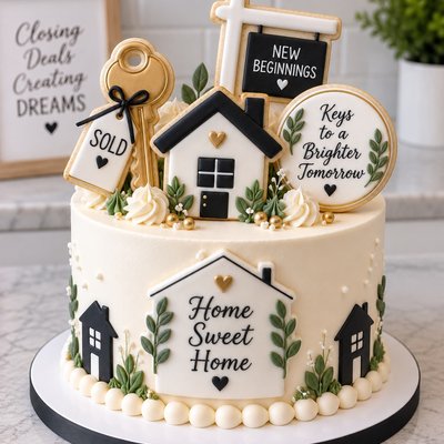 Real Estate Celebration Cake With Cookies
