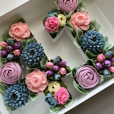 Floral Monogram Cupcakes