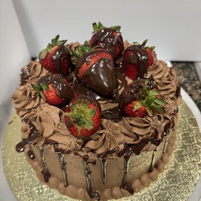 Chocolate Cake With Strawberry Topping