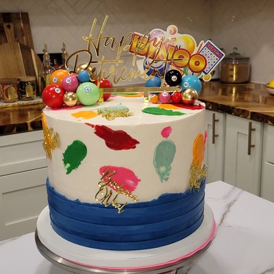 10" Bingo Retirement Cake / With Acrylic Gold Topper (Sizes Customizable)