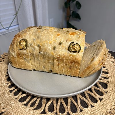 Jalapeño Cheddar Sourdough Loaf -Sliced