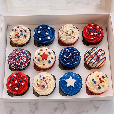 Assorted 4th Of July Cupcakes - 1 Dozen 