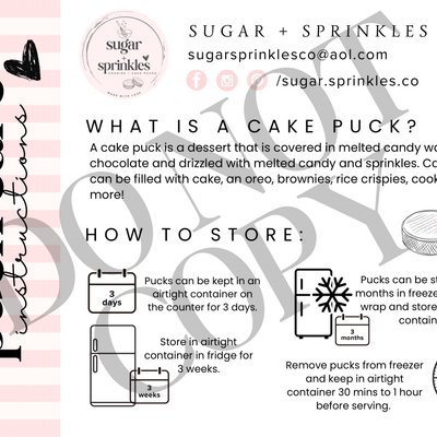 Cake Puck Care Card