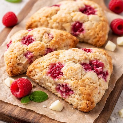 Raspberry white Chocolate Scones x3