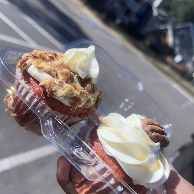 Red Velvet Honey Roasted Pecan Cupcakes