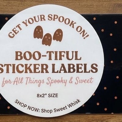 Black And Orange Dots 8”x2” Label Sticker - 14 Stickers 