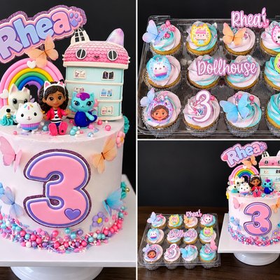 6” 3-Layer Cake + 2 Dozen Custom Cupcakes