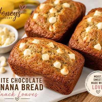 White chocolate Banana Bread Snack loaf