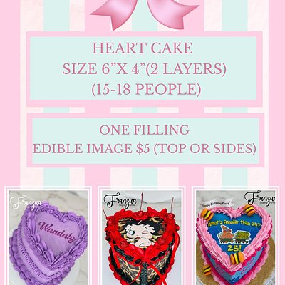 HEART CAKE (6”x 4”)(15-18 people)