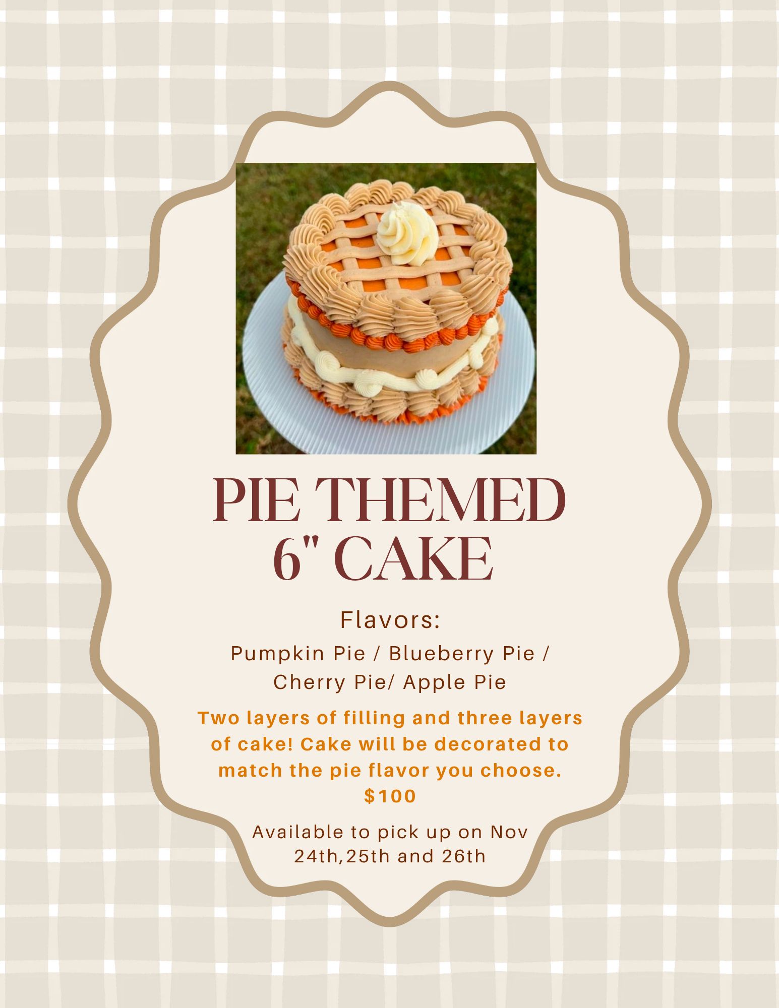 Pie Themed 6" Cake
