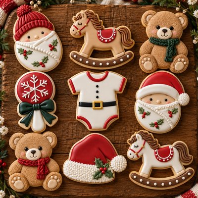 Christmas Baby Shower Custom Cookies 