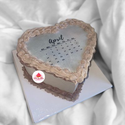 8” Calender Heart Cake (can add burnaway effect)