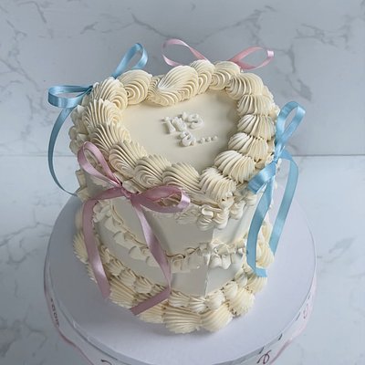 Mini Gender Reveal Cake-Heart Shaped
