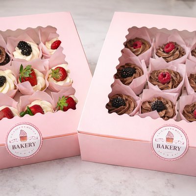 Half Vanilla And Half Chocolate Cupcakes - Dozen