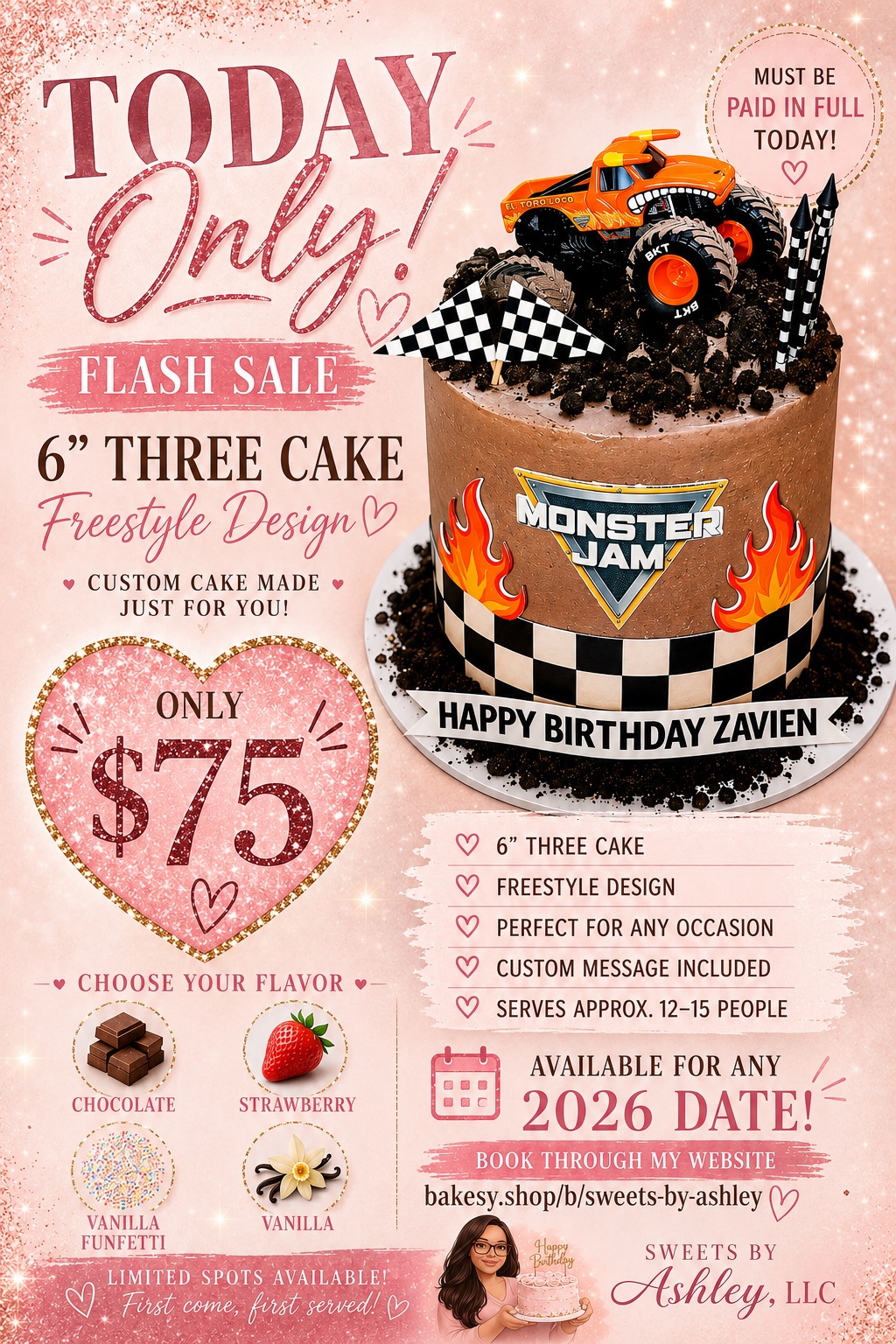$75 6” Round Cake