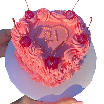 Heart Cake W/ Cherries 