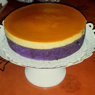 Ube Flan Custard Cake