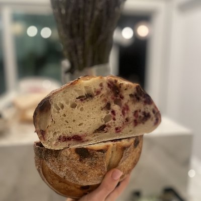 Raspberry Chocolate Sourdough Boule
