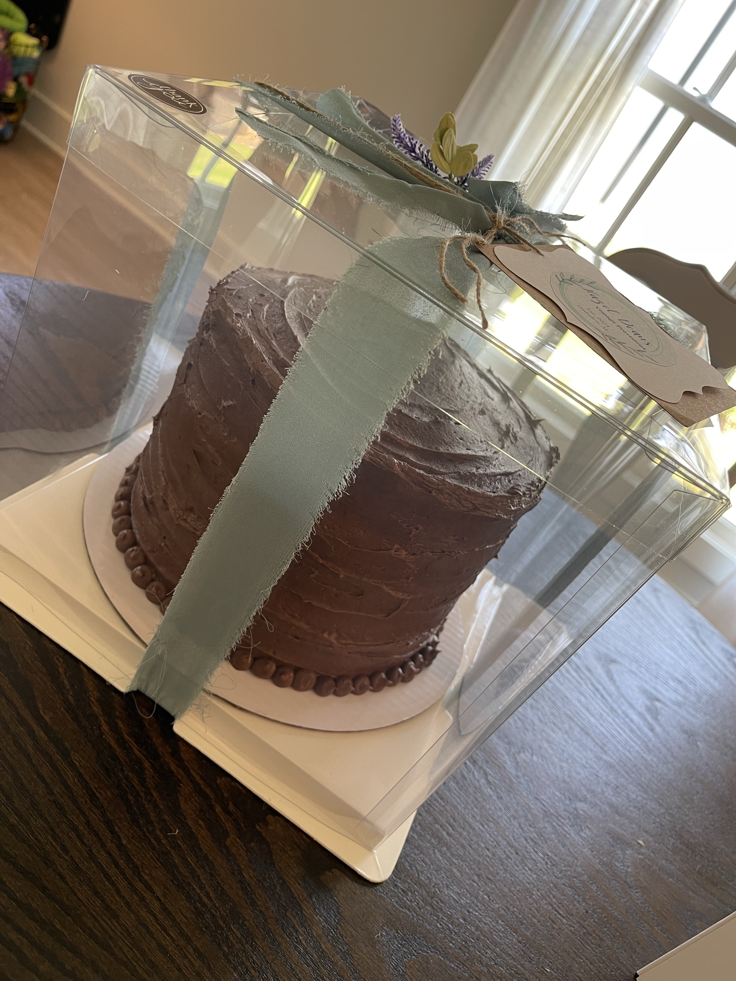 Classic Yellow Cake with Chocolate Frosting 8”
