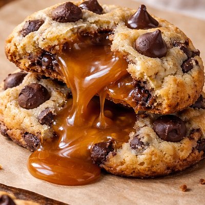 Paris Effect Caramel Stuffed Chocolate Chip Cookie