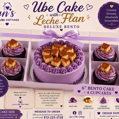 Ube Cake With Leche Flan Deluxe Bento