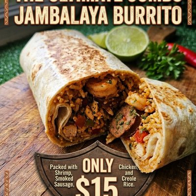 Jumbo Jambalaya Rice Burrito 