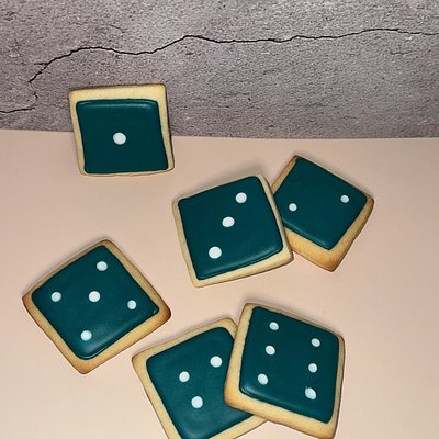 1 Dozen Mini Dice Theme Royal Icing Custom Sugar Cookie