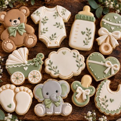  Elephant Baby Shower Custom Cookies 