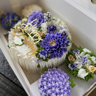 6”/2 Layer Bento Cake 2/4 Cupcakes 