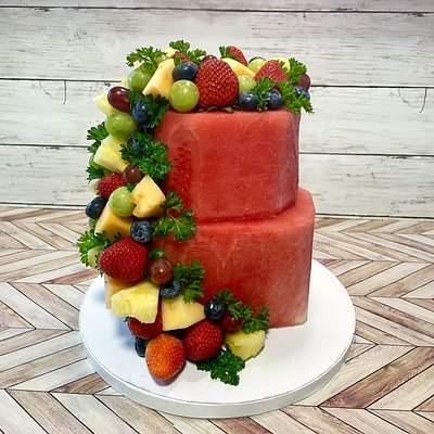 2 Tier Fresh Fruit Cake 