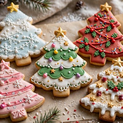 2 Christmas Trees Celebration cookie, your design