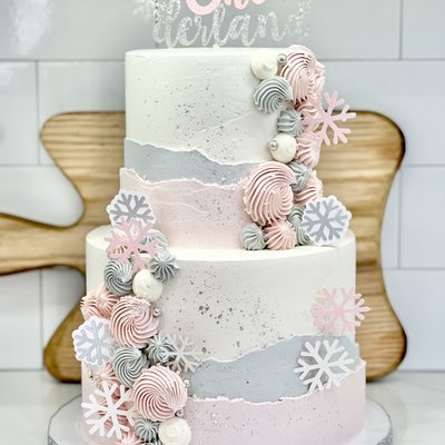 Winter ONEderland 2 Tier Cake