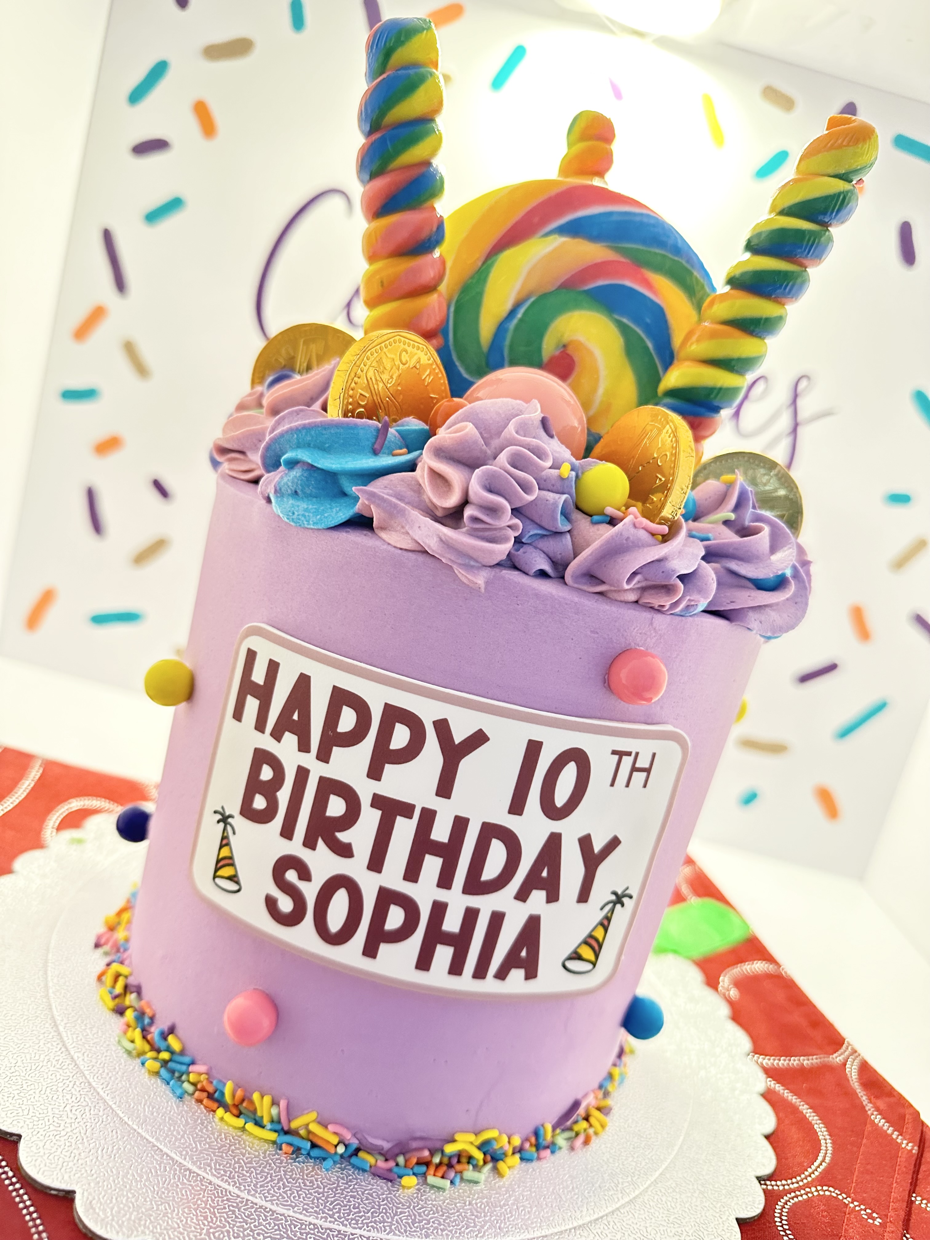 5” 4 Layer Tall Custom Cake Serves 15-20 People
