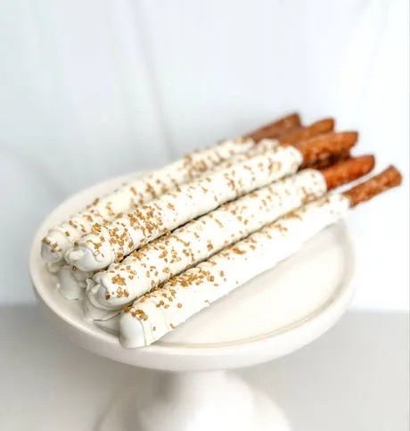 White And Gold Pretzel Rods