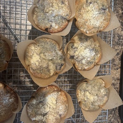 Blueberry Crumble Sourdough Muffins 